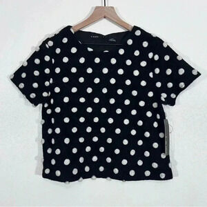 NWT K by Kersh Black and White Polka Dot Wool Blend Top